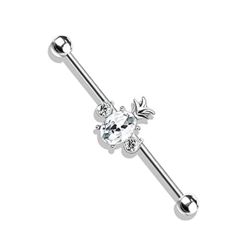 Body Accentz Industrial Barbell Pineapple 316L Surgical Steel 1 1/2 14g Bar