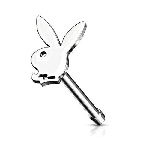 Playboy Bunny Top 316L Surgical Steel Nose Bone Stud Rings (Silvertone)