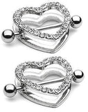 Nipple Ring Bars Rhinestone Heart Circle of Love Jewelry
