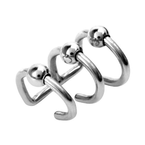 Earrings Rings Fake Illusion 3-Ring Non Pierced Clip On Closure Ring Pair Body Accentz&trade; - Sold as a pair