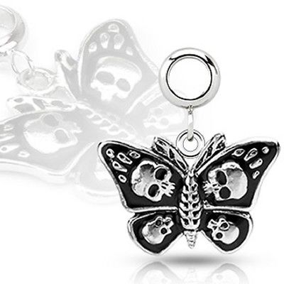 Add-On 316L Stainless Steel Skull Death Head Moth Dangle for Navel Rings, Der...