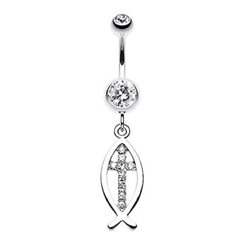 Body Accentz Belly Button Ring Agape Cross Belly Button Ring Fish of Life