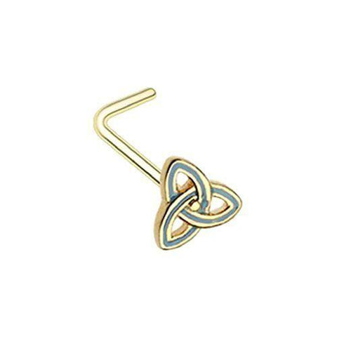 Body Accentz Nose Ring Celtic Trinity Knot 316L Surgical Steel L Bend Stud 20 gauge