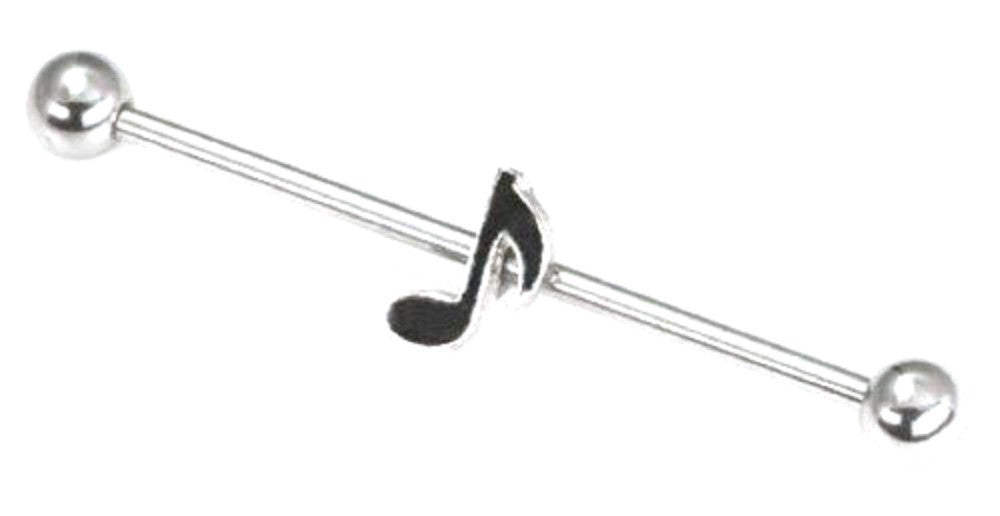 316L Surgical Steel Music Note Industrial Bar Barbell Ear Piece