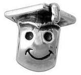 Sterling Smiley Face w/Graduate's Cap Bead 5mm hole graduation