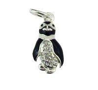 STERLING SILVER CZ Enamel Penguin 8mm x 16mm x 3mm CHARM [Jewelry]