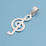 Sterling Silver Pendant - Music Note -Height: 32mm