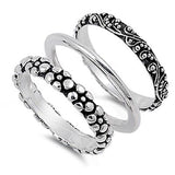 Sterling  Silver Ring - 3 Set Bali Design Band [8]
