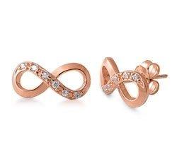 STERLING SILVER Silver Stud Earrings - Infinity Knot CZ Rose Gold plate