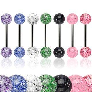 Body Accentz 6 Ultra Sparkle Acrylic Tongue Ring 14g - In Assorted Colors