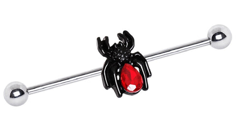 Industrial Barbell  316L Stainless Steel Black Spider
