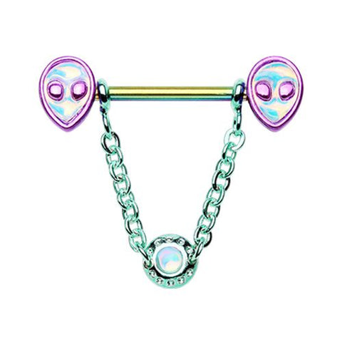 Nipple Barbell Ring Shield Multi color Out of This World Alien