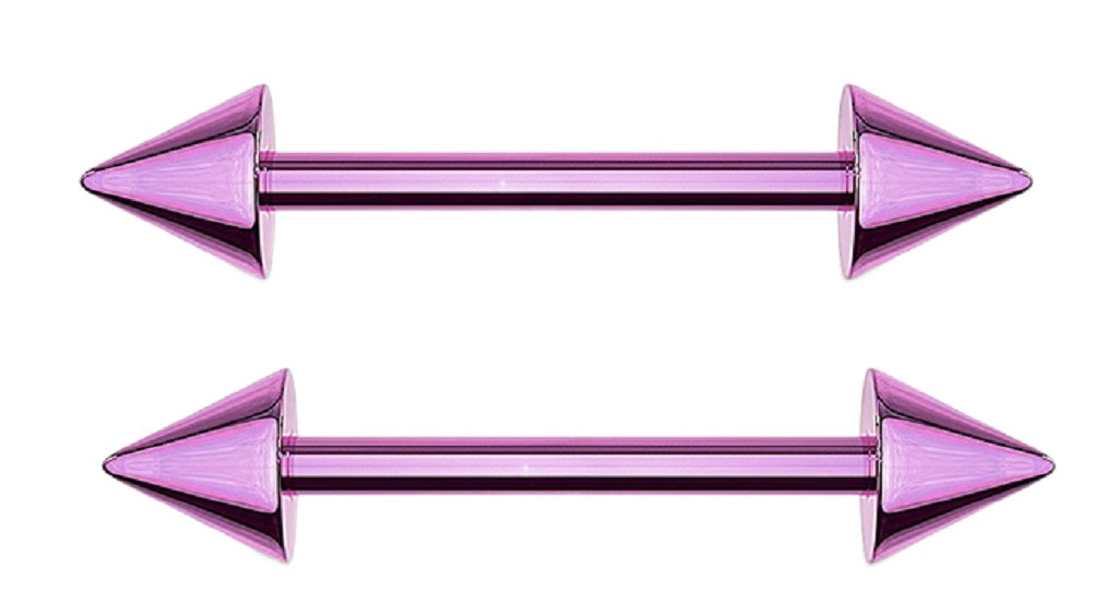 Nipple Ring  bar spikes 316L Surgical Steel Sold as a pair barbells