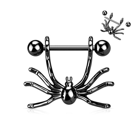 Nipple Ring Hanging Spider 316L Surgical Steel Nipple Shield Sold as a pair