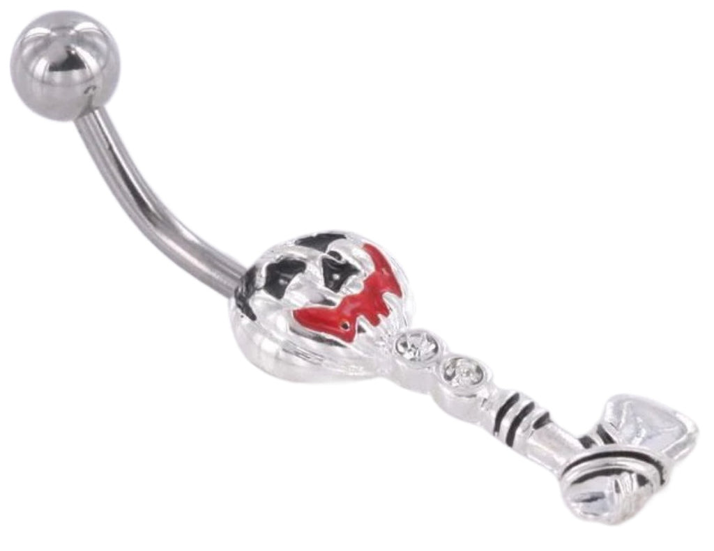 Belly Button Ring Navel 14g 3/8'' Evil Pumpkin with Axe Dangle