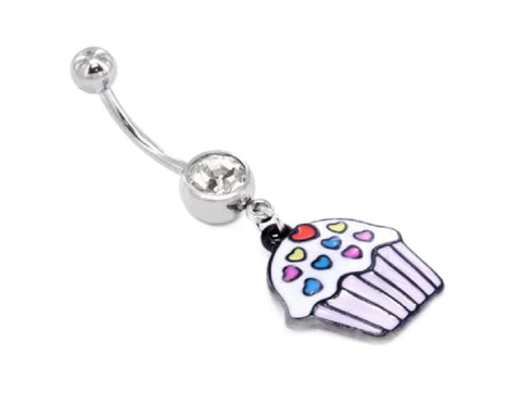 Belly Button Ring Navel 14g 3/8 CUP CAKE with Sprinkles
