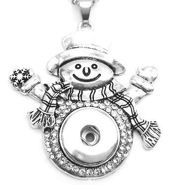 Pendant Interchangeable DIY Ginger Snaps Snowman Filigree fit for 18mm Snap Button