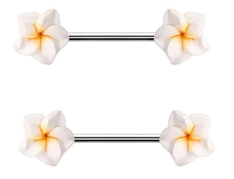 Nipple Ring Calla lily Flower Nipple Barbell Sold as a pair