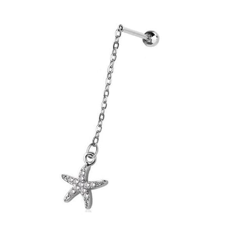 Tragus Phillips Star fish chain 316L Surgical Steel Cartilage Barbell Studs