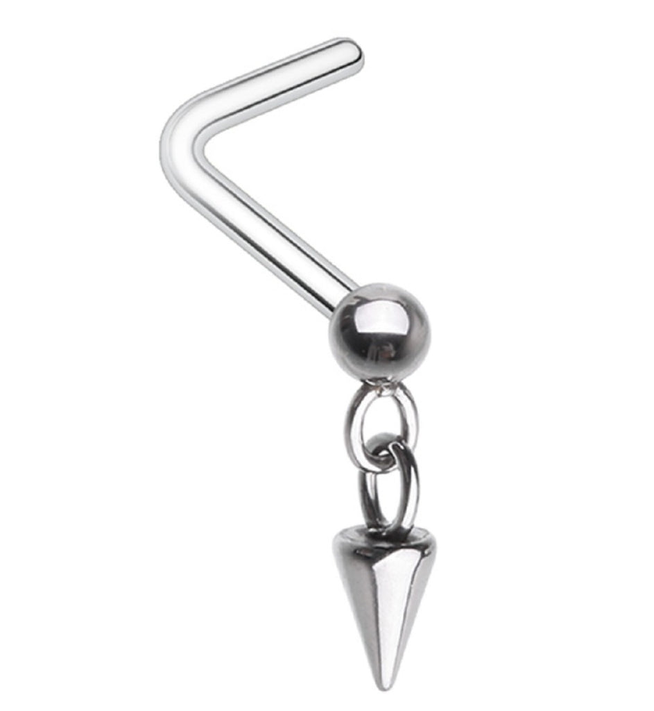 Nose Ring Stud Ball & Chain Spike Dangle Spike 316L surgical steel L Bend