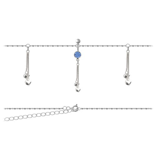 Body Accentz&reg; Belly Button Ring Heart Navel Body Jewelry Dangle Waist Chain 14 Gauge