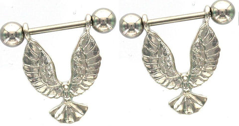 Nipple Shield Rings barbell barbells eagle wings sold as a pair 14 gauge