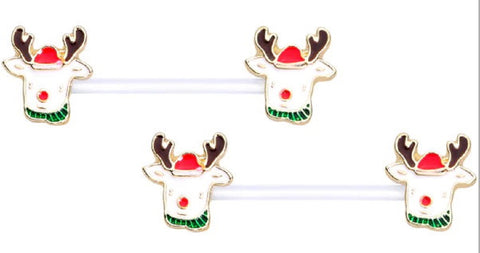 Nipple Ring Reindeer Nipple Barbell Sold as a pair
