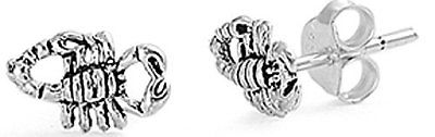 STERLING SILVER Silver Stud Earrings - Scorpion