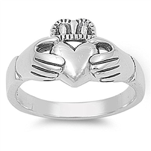 STERLING SILVER RING Plain - Claddagh Size 11