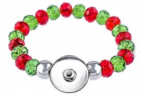 Christmas Snap bracelet 8mm Crystal Beads Snap Buttons Jewelry (fit 18mm 20mm snap)
