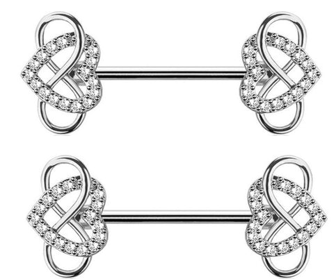 Nipple Ring Infinity Heart Nipple Barbell Sold as a pair
