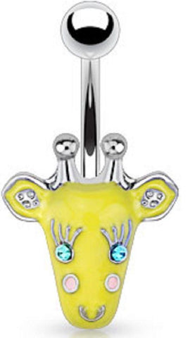 Belly Button Ring 316L Surgical Steel Metal Giraffe Face 316L Surgical Steel Navel
