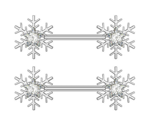 Nipple Ring Bar Glam Snowflake Shield Ring Sold as Pair  Barbell
