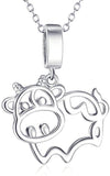925 Sterling Silver Jewelry Cow Animal Charm Silhouette Pendant DC661