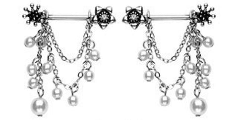 Nipple Ring Bars Beaded Body Jewelry Pair 14 gauge Sold as pair