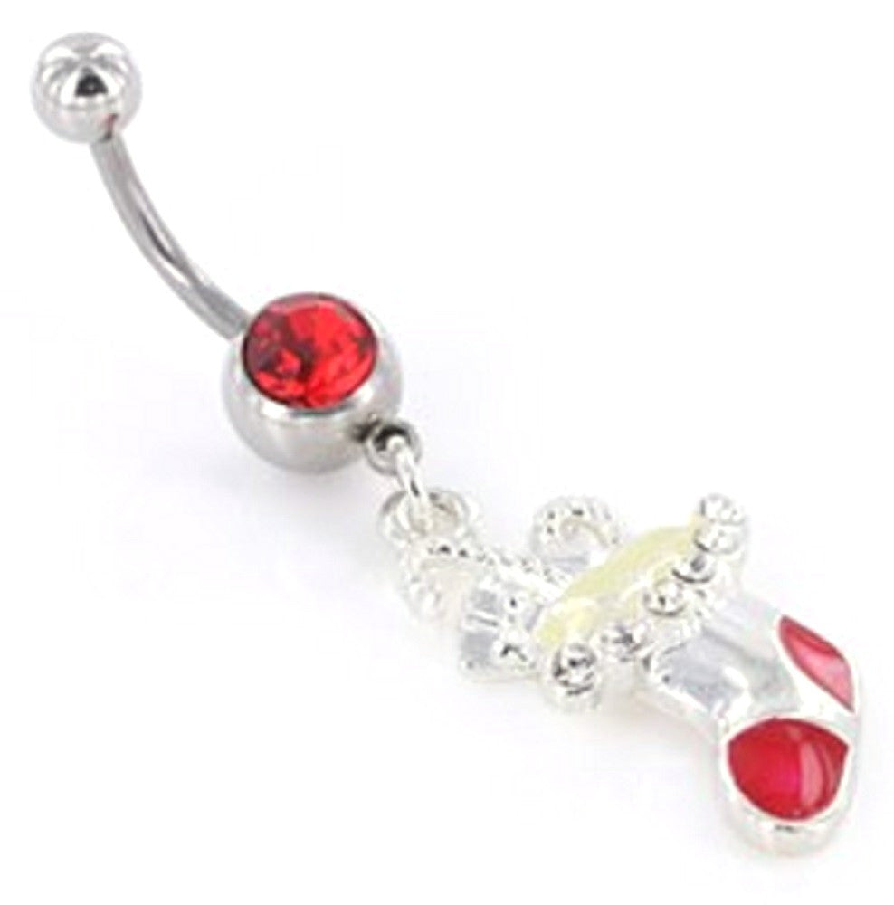 Belly Button Ring Navel Christmas Stocking Body Jewelry Dangle 14g