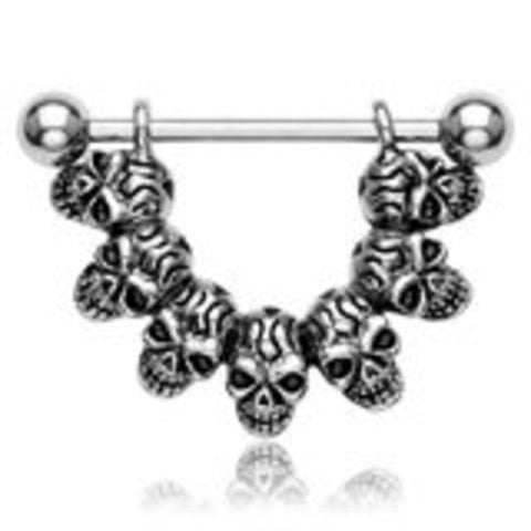 Nipple Ring Bars Skulls Body Jewelry Pair 14 gauge Sold as pair