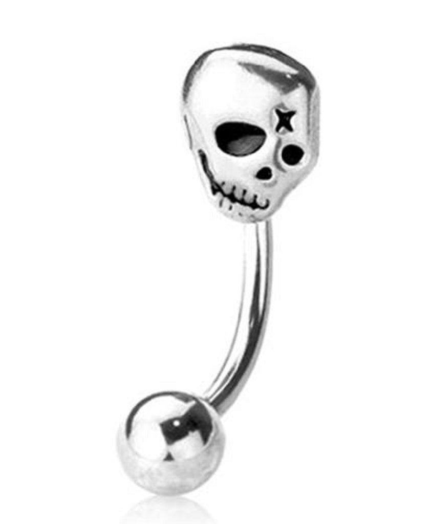 Eyebrow Ring  X skull head Curved bar