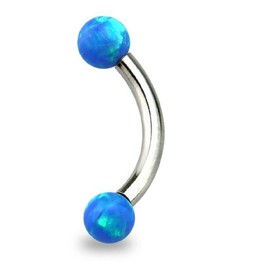 Eyebrow Ring Curved bar Internally threaded synthetic opal