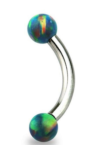 Eyebrow Ring Curved bar synthetic opal Internally threaded