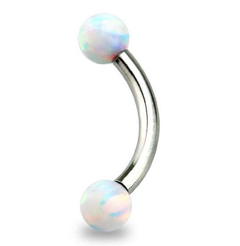 Eyebrow Ring synthetic opal Internally threaded Curved barbell