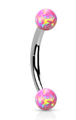 Eyebrow Ring Internally threaded Curved barbell synthetic opal