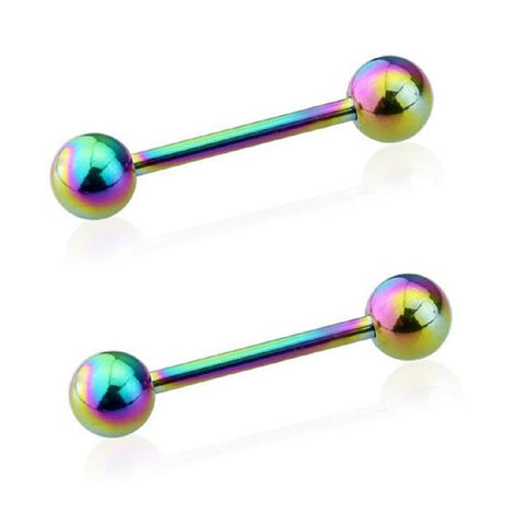 Nipple Ring PVD Rainbow Nipple Barbell Sold as a pair