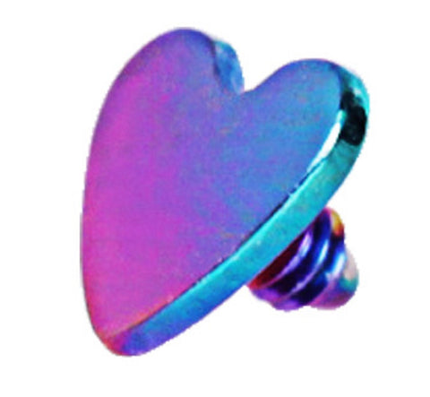 Dermal heart rainbow 316L Surgical Steel Cartilage, Barbell Studs 14g