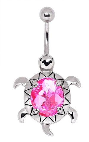 Belly Button Ring Navel gem Large CZ Turtle