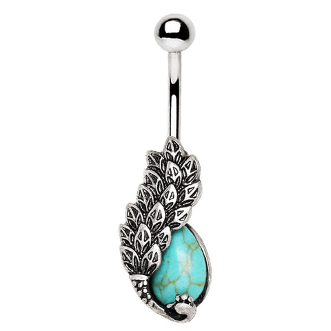 Belly Button Ring Navel Phoenix & Turquoise Egg