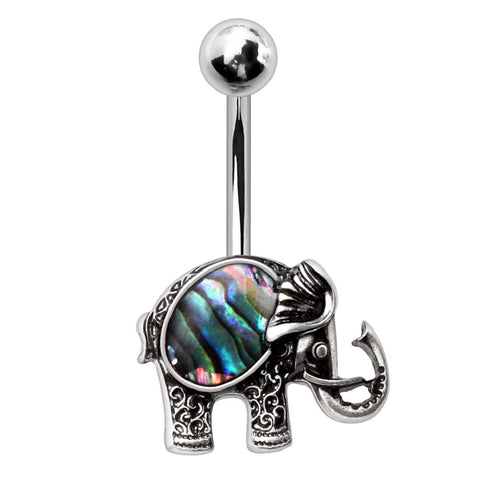Belly Button Ring Navel Abalone Shell Elephant