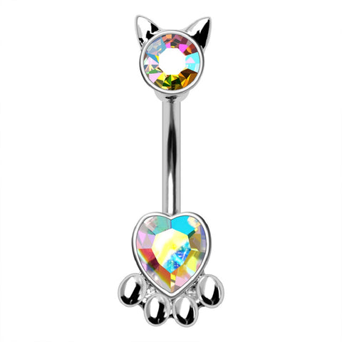 Belly Button Ring Navel Cat Paw Print Navel Ring