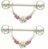 Nipple Shield Rings barbell barbells Rose sold as a pair 14 gauge