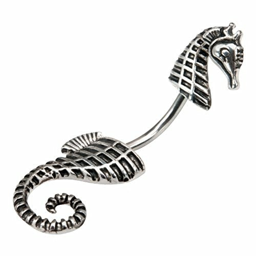 Belly Button Ring Navel In N Out Split Seahorse 316L surgical steel Body Jewelry Dangle 14 Gauge BV293